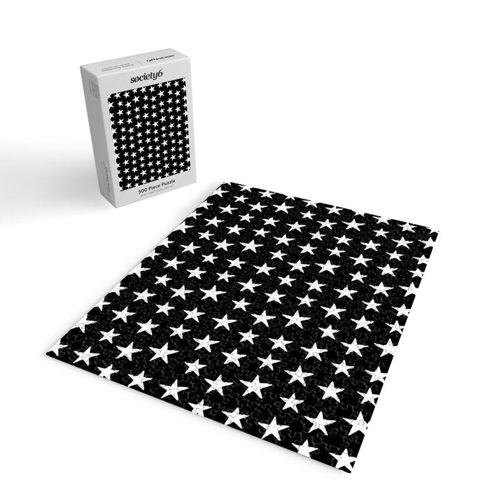 Star Pattern White On Black Jigsaw Puzzle Gallery Image 2