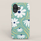 Harper Floral Prints, Teal, Navy, Yellow iPhone Case Gallery Image 1