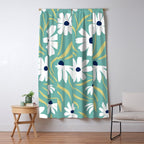 Harper Floral Prints, Teal, Navy, Yellow Window Curtain Gallery Image 5