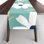 Harper Floral Prints, Teal, Navy, Yellow Table Runner Gallery Image 1