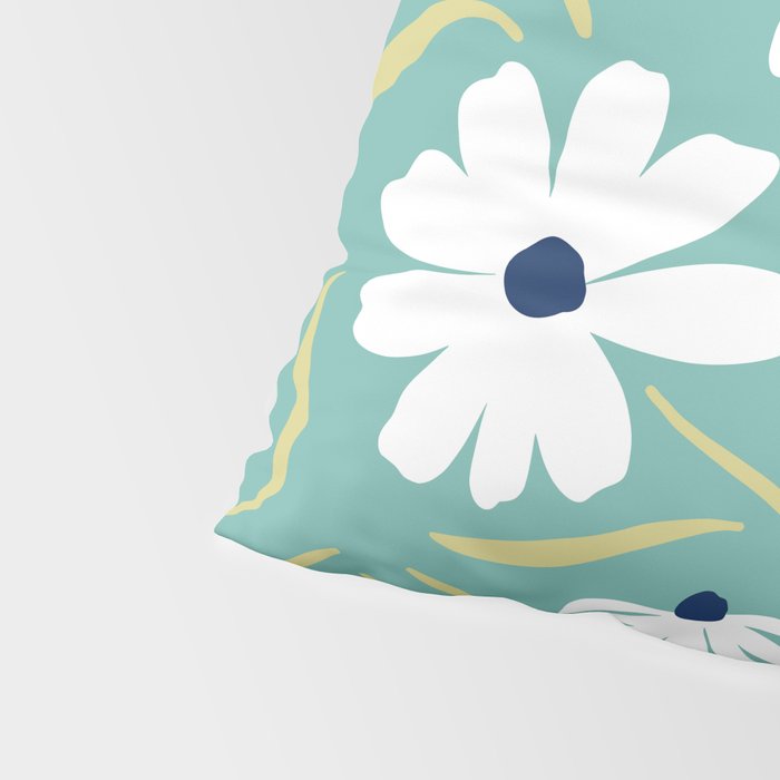 Harper Floral Prints, Teal, Navy, Yellow Pillow Sham Gallery Image 4
