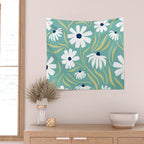 Harper Floral Prints, Teal, Navy, Yellow Wall Tapestry Gallery Image 2