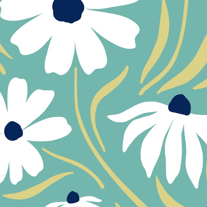 Harper Floral Prints, Teal, Navy, Yellow Coffee Mug Gallery Image 2