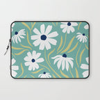 Harper Floral Prints, Teal, Navy, Yellow Laptop Sleeve Gallery Image 1