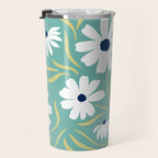 Harper Floral Prints, Teal, Navy, Yellow Travel Mug Gallery Image 3