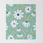 Harper Floral Prints, Teal, Navy, Yellow Throw Blanket Gallery Image 2