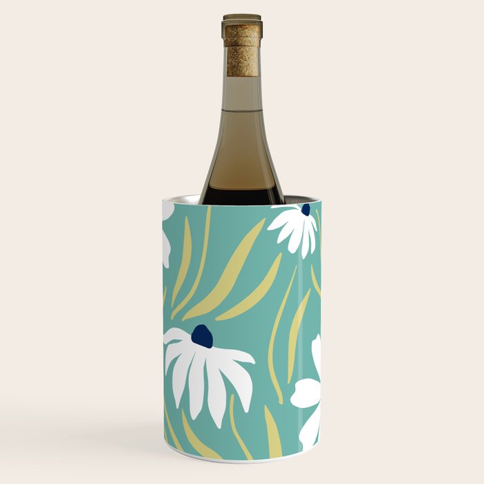 Harper Floral Prints, Teal, Navy, Yellow Wine Chiller Gallery Image 3