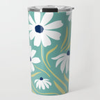 Harper Floral Prints, Teal, Navy, Yellow Travel Mug Gallery Image 1