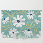 Harper Floral Prints, Teal, Navy, Yellow Wall Hanging Gallery Image 1