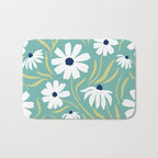 Harper Floral Prints, Teal, Navy, Yellow Bath Mat Gallery Image 1
