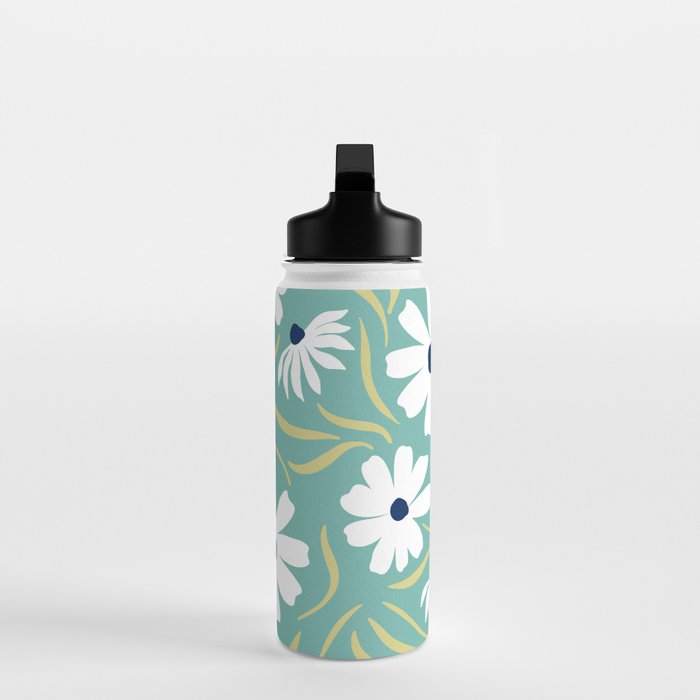 Harper Floral Prints, Teal, Navy, Yellow Water Bottle Gallery Image 3