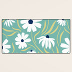 Harper Floral Prints, Teal, Navy, Yellow Desk Mat Gallery Image 3