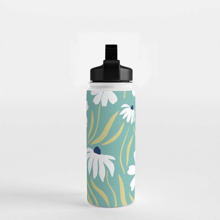 Harper Floral Prints, Teal, Navy, Yellow Water Bottle Gallery Image 2