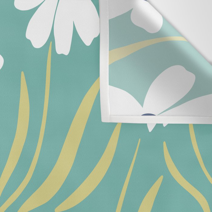 Harper Floral Prints, Teal, Navy, Yellow Wall Tapestry Gallery Image 3