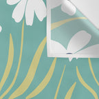 Harper Floral Prints, Teal, Navy, Yellow Wall Tapestry Gallery Image 3
