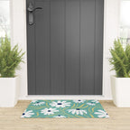 Harper Floral Prints, Teal, Navy, Yellow Welcome Mat Gallery Image 3