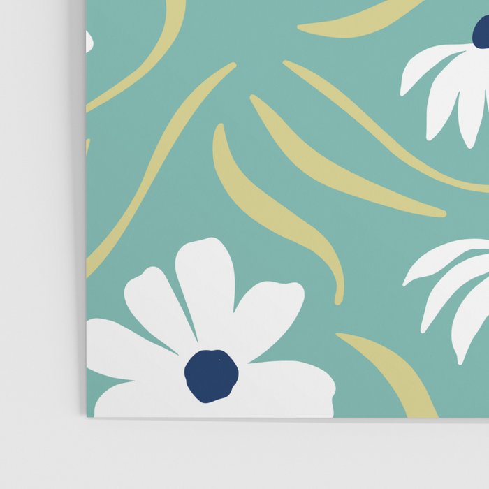 Harper Floral Prints, Teal, Navy, Yellow Poster Gallery Image 3