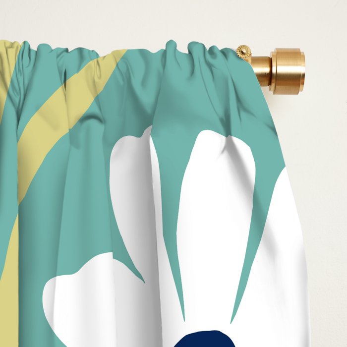 Harper Floral Prints, Teal, Navy, Yellow Window Curtain Gallery Image 2