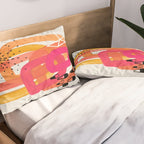 Mid Century Modern Abstract Colorful Art Ombre Magenta Yellow Circles Raindrops Geometric Pattern Pillow Sham Gallery Image 2