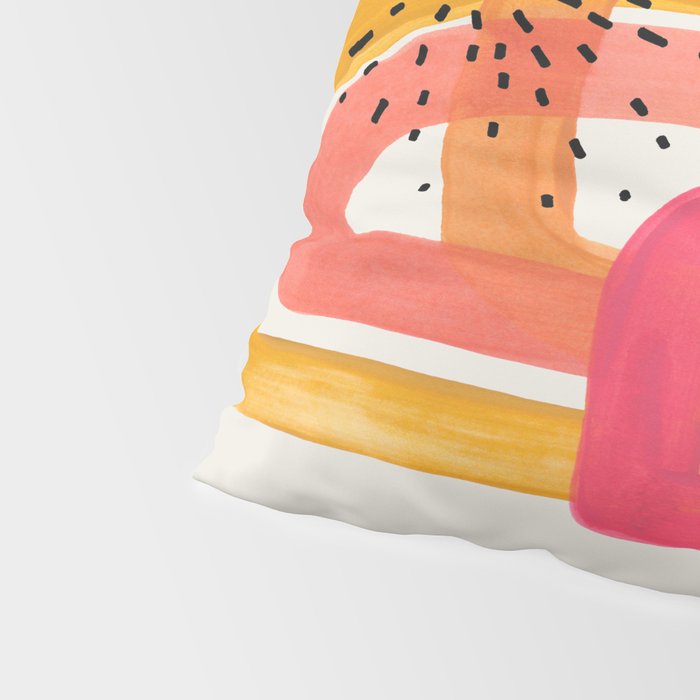Mid Century Modern Abstract Colorful Art Ombre Magenta Yellow Circles Raindrops Geometric Pattern Pillow Sham Gallery Image 4