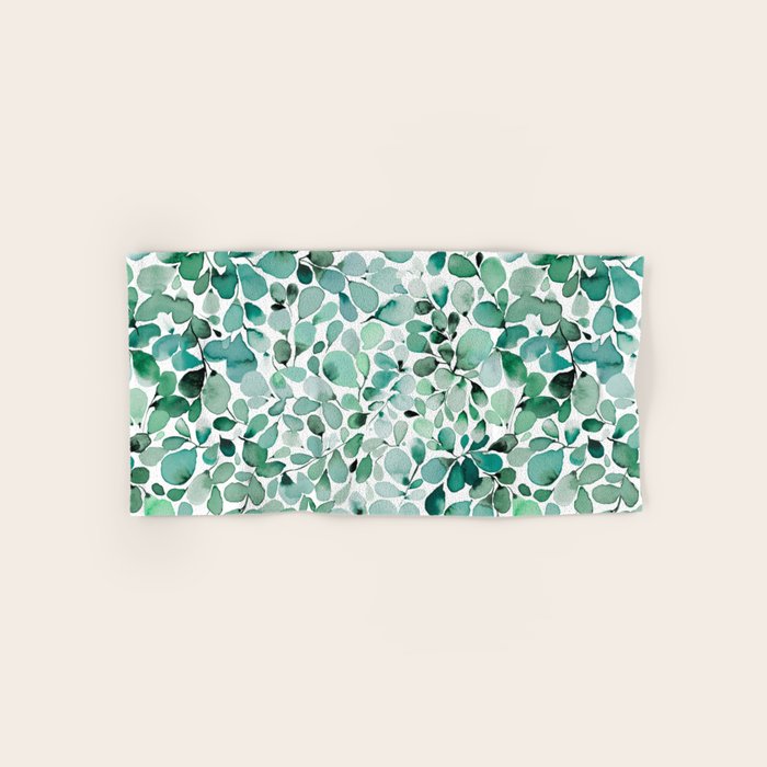 Watercolor Eucalyptus Botanical Green Leaves Bath Towel Gallery Image 1