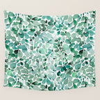 Watercolor Eucalyptus Botanical Green Leaves Wall Tapestry Gallery Image 4