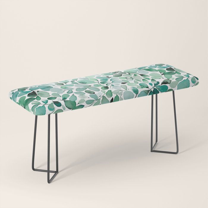Watercolor Eucalyptus Botanical Green Leaves Bench Gallery Image 1