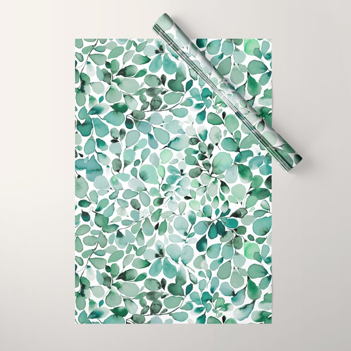 Watercolor Eucalyptus Botanical Green Leaves Wrapping Paper Gallery Image 1