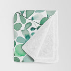 Watercolor Eucalyptus Botanical Green Leaves Throw Blanket Gallery Image 3