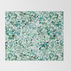 Watercolor Eucalyptus Botanical Green Leaves Throw Blanket Gallery Image 2