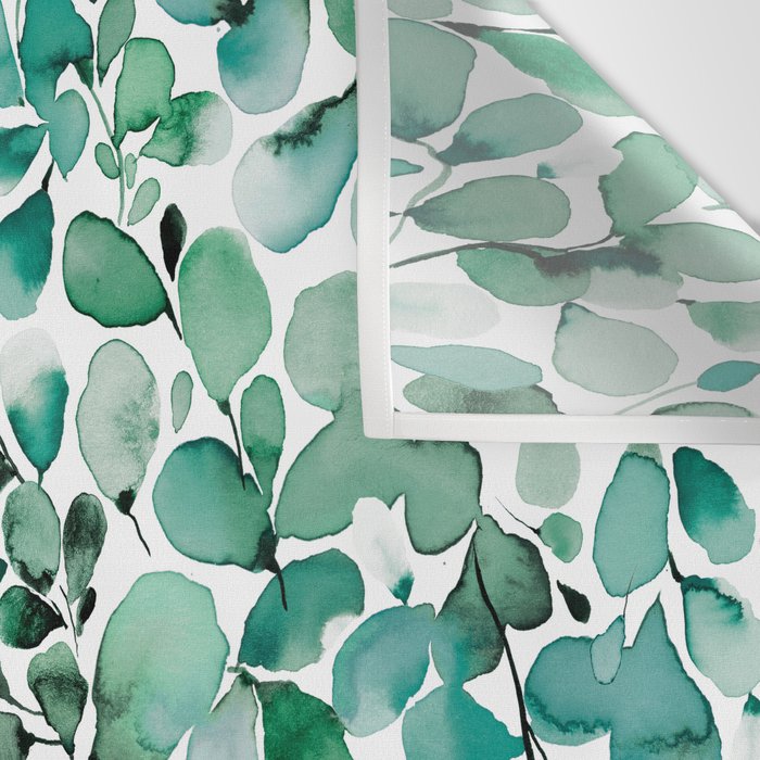 Watercolor Eucalyptus Botanical Green Leaves Wall Tapestry Gallery Image 3
