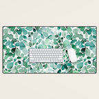 Watercolor Eucalyptus Botanical Green Leaves Desk Mat Gallery Image 1