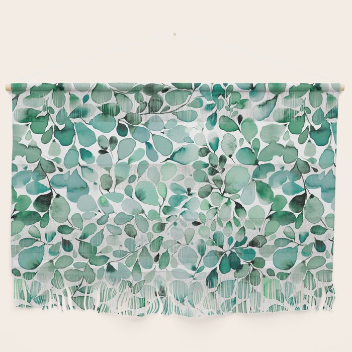 Watercolor Eucalyptus Botanical Green Leaves Wall Hanging Gallery Image 1