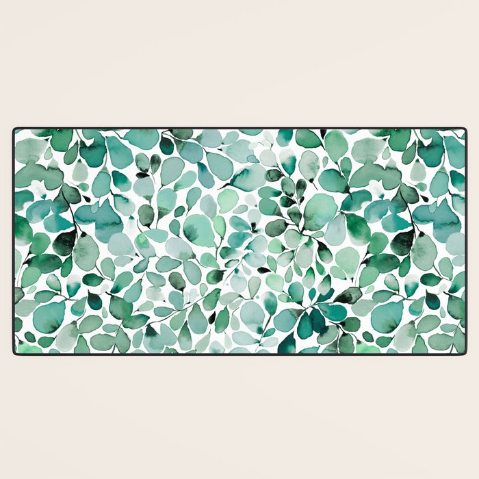 Watercolor Eucalyptus Botanical Green Leaves Desk Mat Gallery Image 3