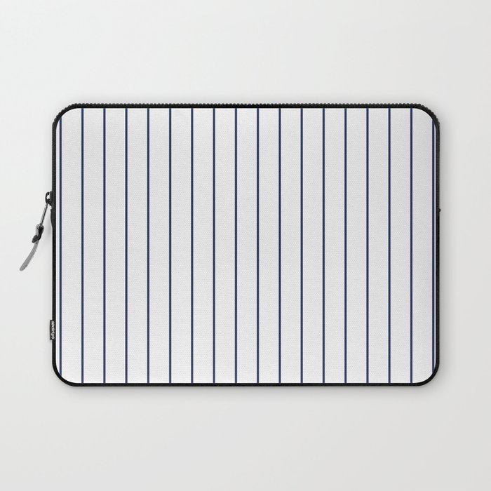 Classic Blue Baseball Stripe Lines On White Laptop Sleeve Gallery Image 1