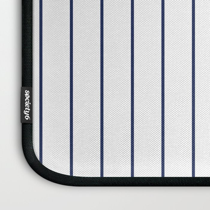 Classic Blue Baseball Stripe Lines On White Laptop Sleeve Gallery Image 3