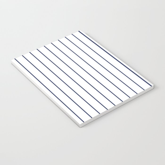 Classic Blue Baseball Stripe Lines On White Notebook Gallery Image 3