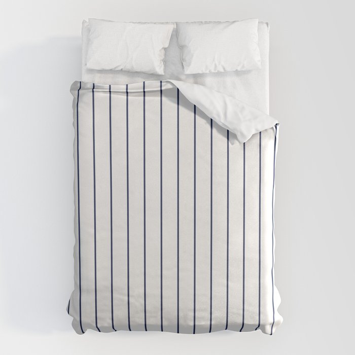 Classic Blue Baseball Stripe Lines On White Duvet Cover Gallery Image 6