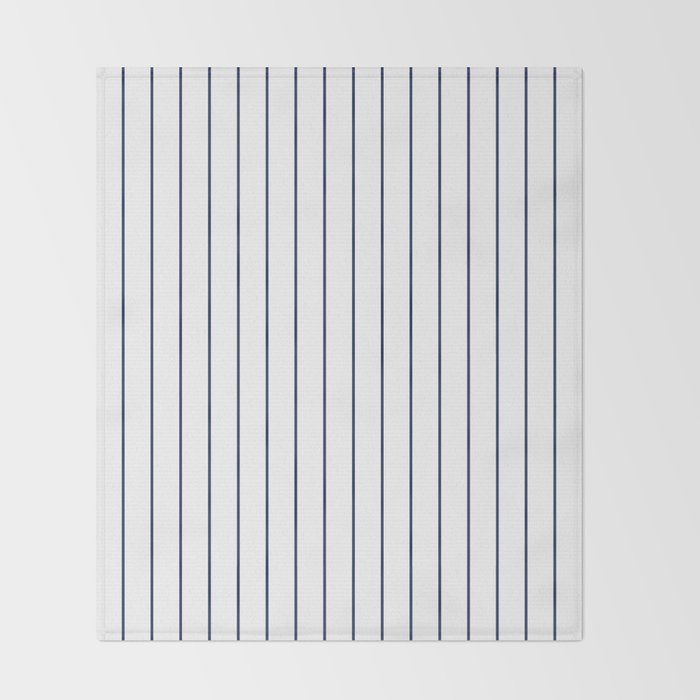 Classic Blue Baseball Stripe Lines On White Throw Blanket Gallery Image 2