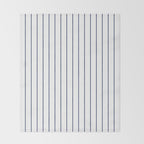 Classic Blue Baseball Stripe Lines On White Throw Blanket Gallery Image 2