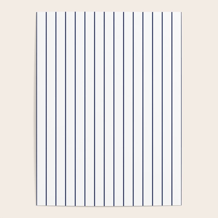 Classic Blue Baseball Stripe Lines On White Poster Gallery Image 4