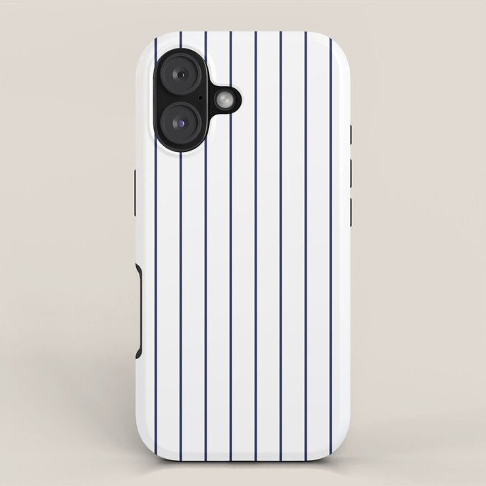 Classic Blue Baseball Stripe Lines On White iPhone Case Gallery Image 1