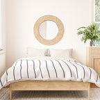 Classic Blue Baseball Stripe Lines On White Duvet Cover Gallery Image 3