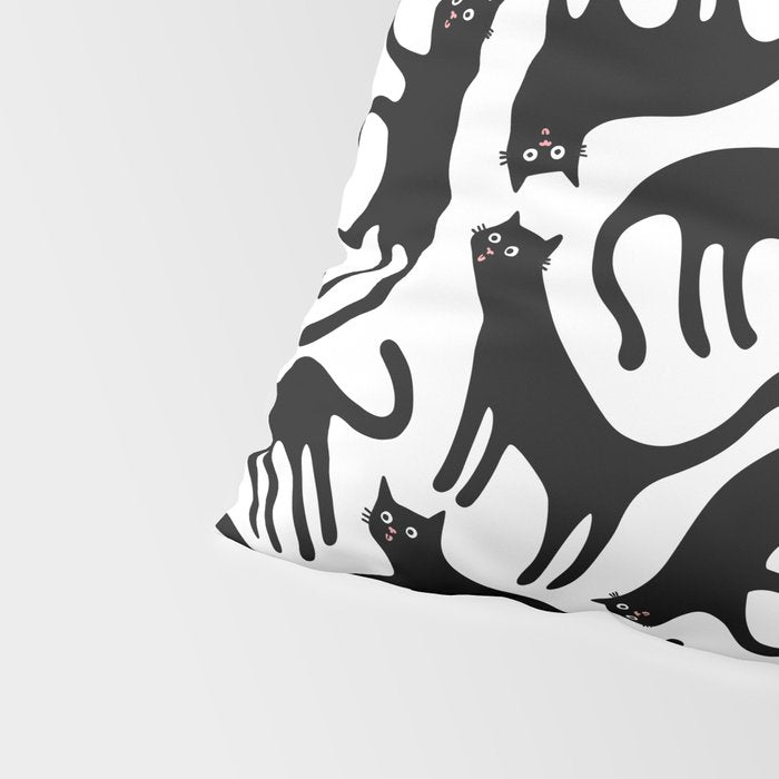 Black Cats Blep! Pillow Sham Gallery Image 4