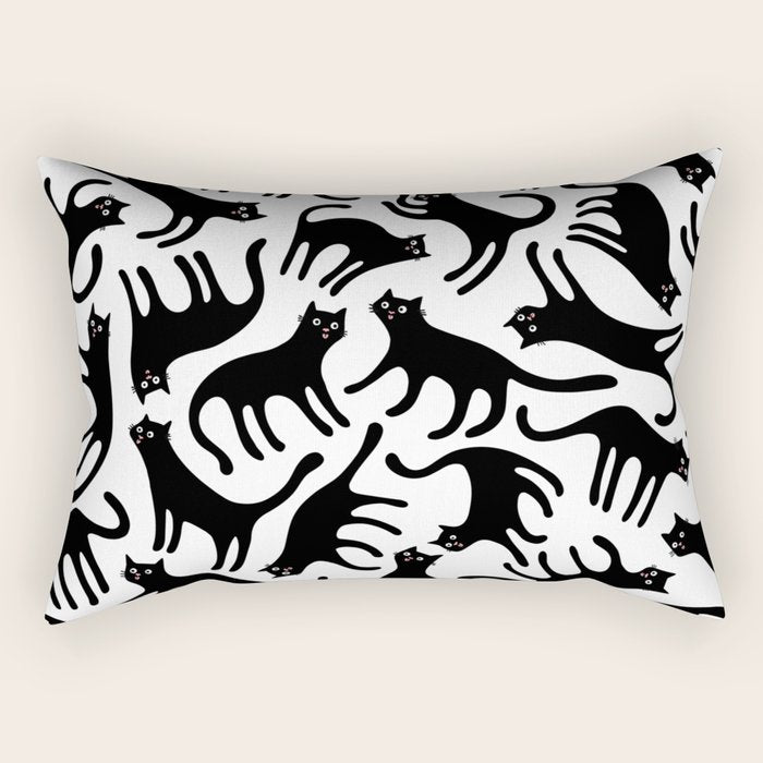 Black Cats Blep! Rectangular Pillow Gallery Image 1
