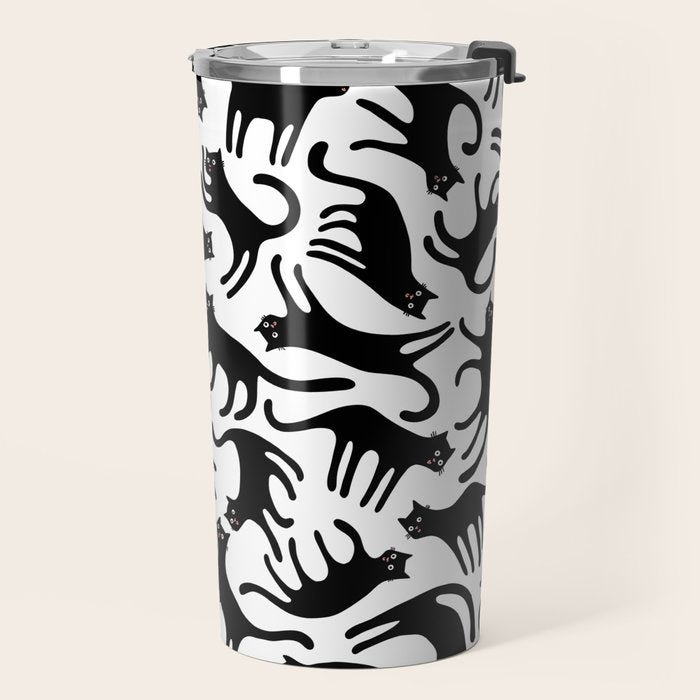 Black Cats Blep! Travel Mug Gallery Image 2
