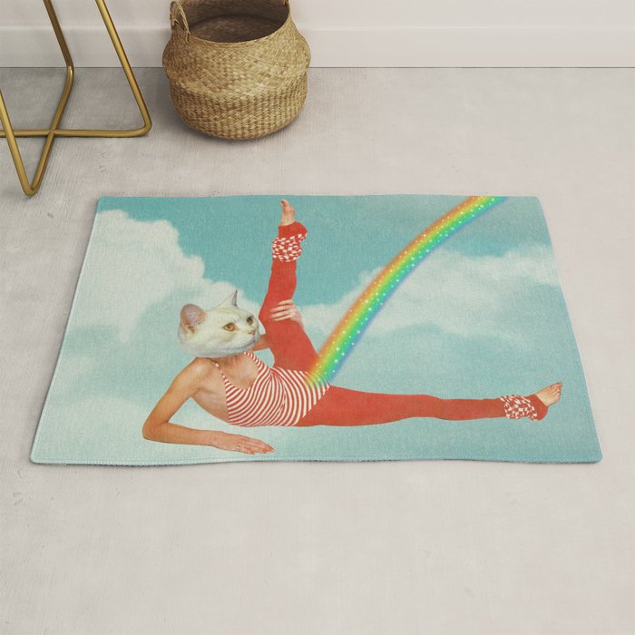 Kitty Cat's Rainbow Workout - Retro Cat Rug Gallery Image 1
