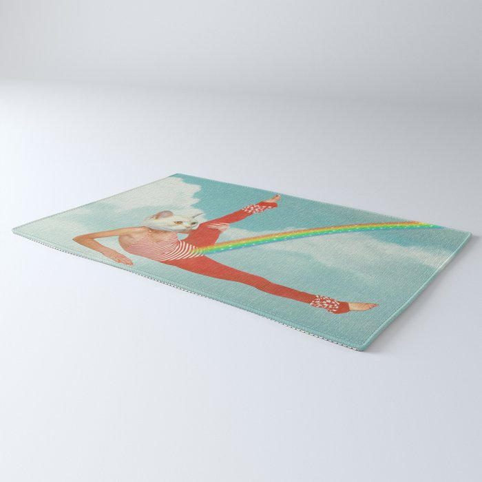 Kitty Cat's Rainbow Workout - Retro Cat Rug Gallery Image 3