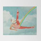 Kitty Cat's Rainbow Workout - Retro Cat Throw Blanket Gallery Image 2