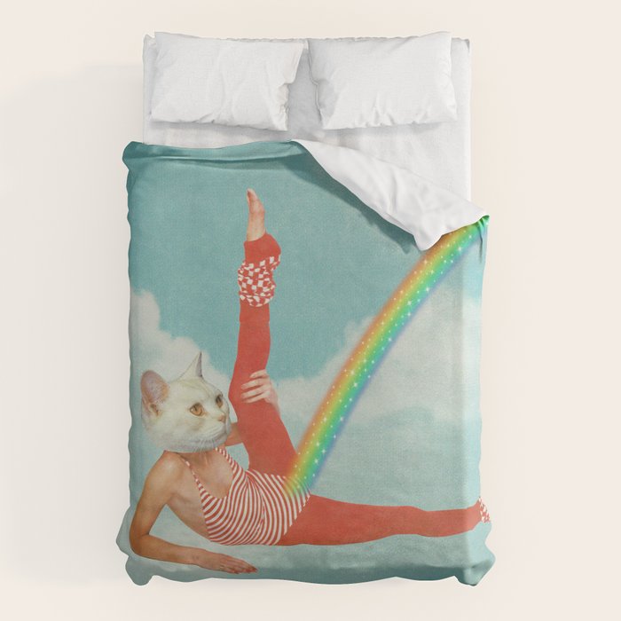 Kitty Cat's Rainbow Workout - Retro Cat Duvet Cover Gallery Image 6